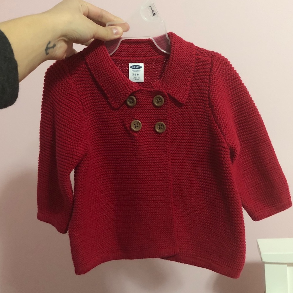 3-6 months red knit sweater